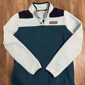 Vineyard Vines Light Blue and Navy Fleece Pullover